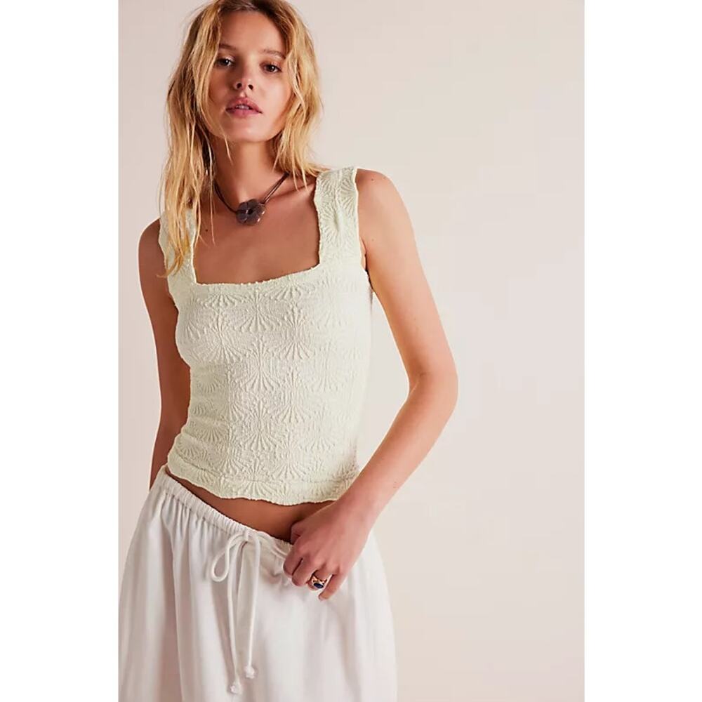 INTIMATELY NEW Free People Love Letter Cami Ivory Cropped Top Women's M-L - Picture 2 of 11